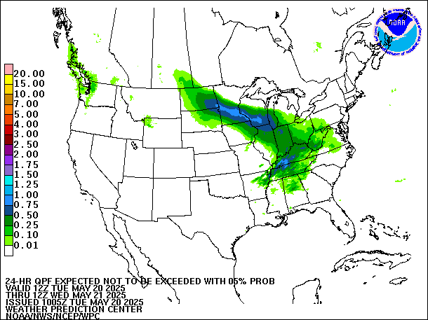 24-Hour 5th
                     Percentile QPF valid 12Z May 21, 2025