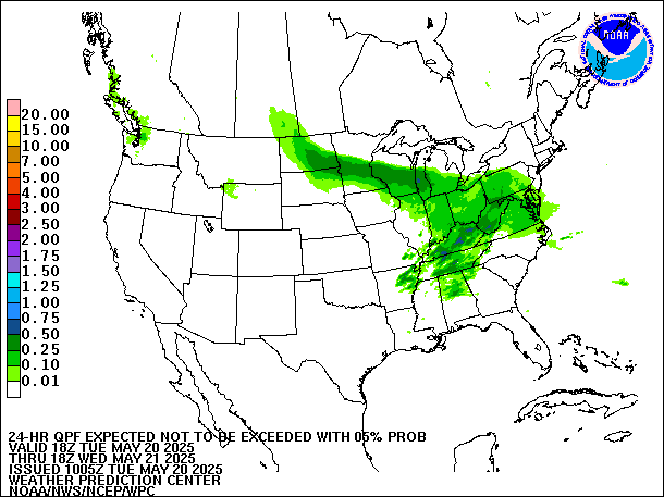 24-Hour 5th
                     Percentile QPF valid 18Z May 21, 2025