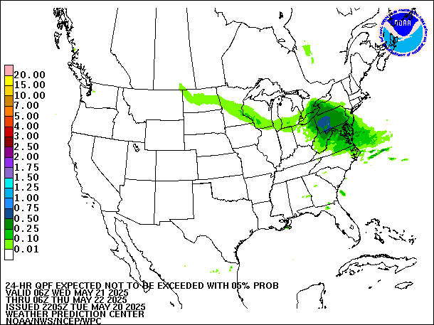 24-Hour 5th
                     Percentile QPF valid 06Z May 22, 2025