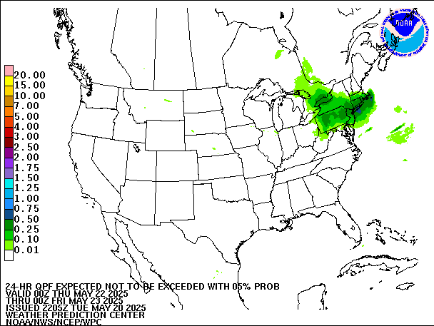 24-Hour 5th
                     Percentile QPF valid 00Z May 23, 2025