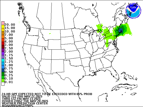 24-Hour 5th
                     Percentile QPF valid 12Z May 23, 2025