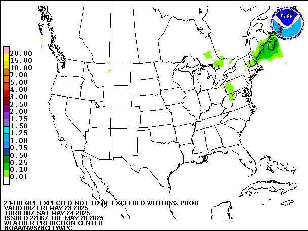 24-Hour 5th
                     Percentile QPF valid 00Z May 24, 2025