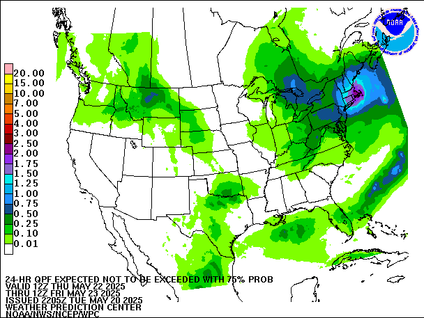 24-Hour 75th
                     Percentile QPF valid 12Z May 23, 2025