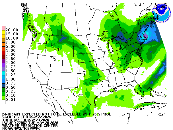 24-Hour 75th
                     Percentile QPF valid 18Z May 23, 2025