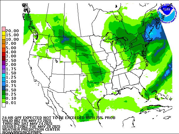 24-Hour 75th
                     Percentile QPF valid 00Z May 24, 2025