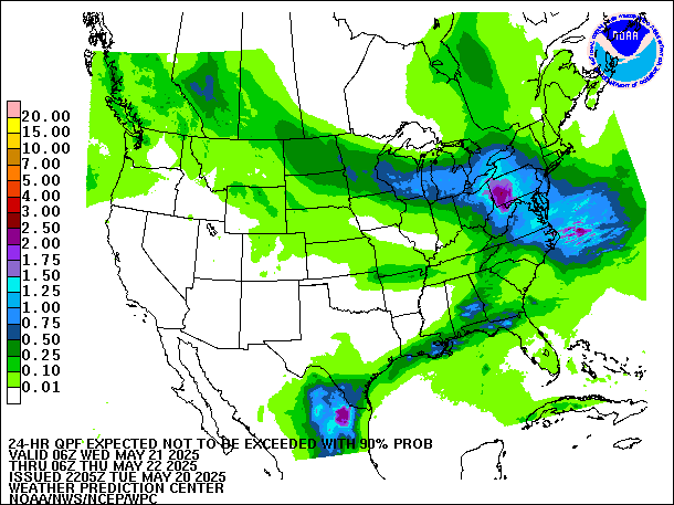 24-Hour 90th
                     Percentile QPF valid 06Z May 22, 2025