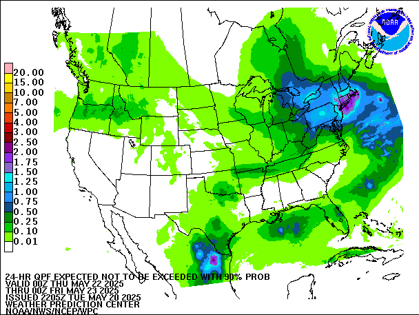 24-Hour 90th
                     Percentile QPF valid 00Z May 23, 2025