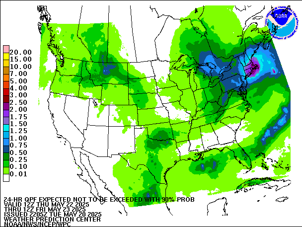 24-Hour 90th
                     Percentile QPF valid 12Z May 23, 2025