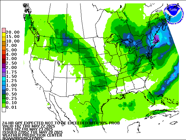 24-Hour 90th
                     Percentile QPF valid 18Z May 23, 2025