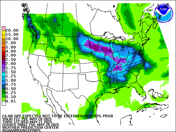 24-Hour 95th
                     Percentile QPF valid 12Z May 21, 2025