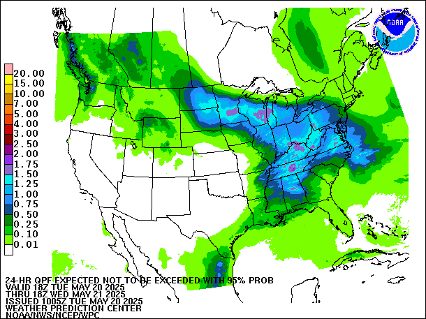 24-Hour 95th
                     Percentile QPF valid 18Z May 21, 2025