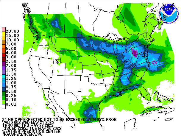 24-Hour 95th
                     Percentile QPF valid 00Z May 22, 2025
