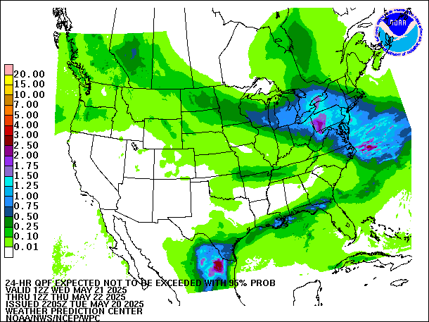 24-Hour 95th
                     Percentile QPF valid 12Z May 22, 2025