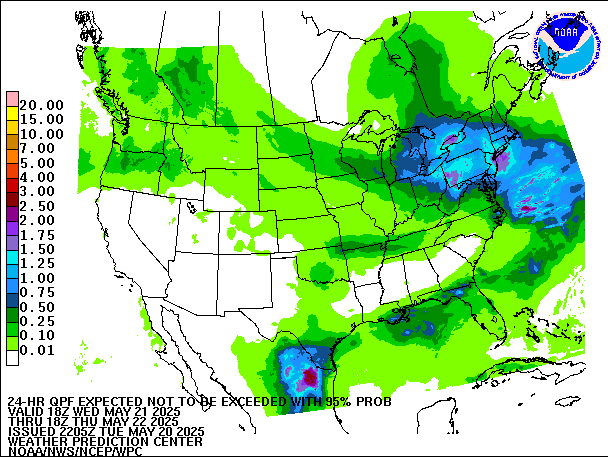 24-Hour 95th
                     Percentile QPF valid 18Z May 22, 2025