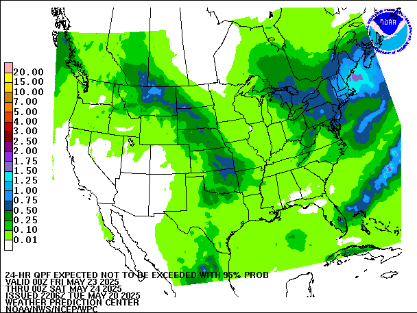 24-Hour 95th
                     Percentile QPF valid 00Z May 24, 2025