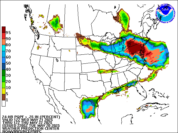 24-Hour PQPF valid 12Z May 22, 2025