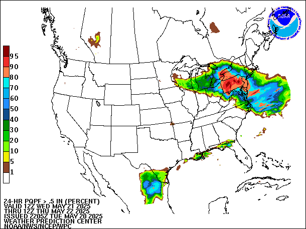 24-Hour PQPF valid 12Z May 22, 2025