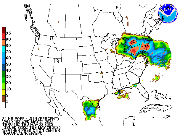 24-Hour PQPF valid 18Z May 22, 2025