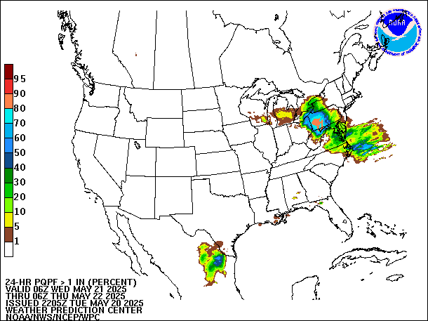 24-Hour PQPF valid 06Z May 22, 2025