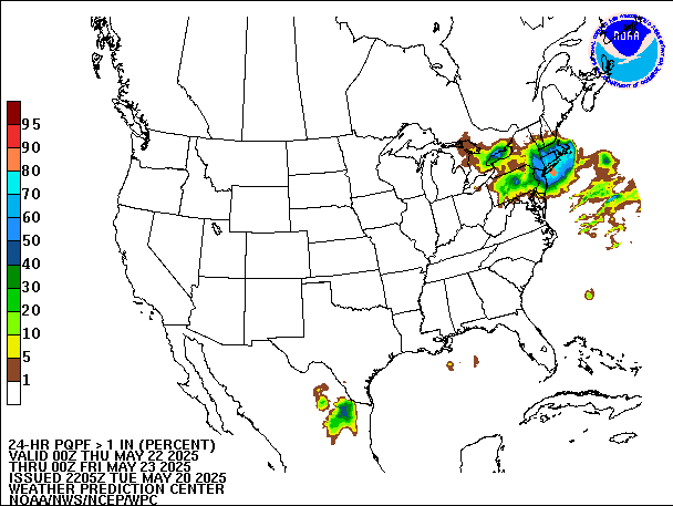 24-Hour PQPF valid 00Z May 23, 2025