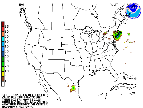 24-Hour PQPF valid 00Z May 23, 2025