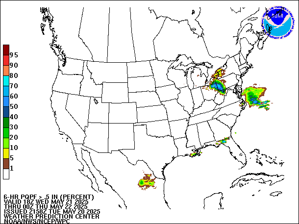6-Hour PQPF valid 00Z May 22, 2025