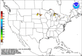 Day 1 probability of freezing rain accumulating greater than or equal to 0.01 inch.