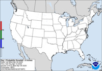 Day 1 probability of snowfall greater than or equal to 8 inches