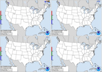 Day 3 probability of snow greater than or equal to 4, 8, and 12 inches and freezing rain greater than or equal to .25 inch